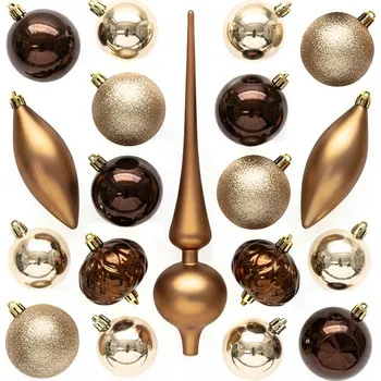 Vánoční ozdoba HOMESTYLING Vánoční ozdoby sada 19 ks jantarová KO-CAN305240