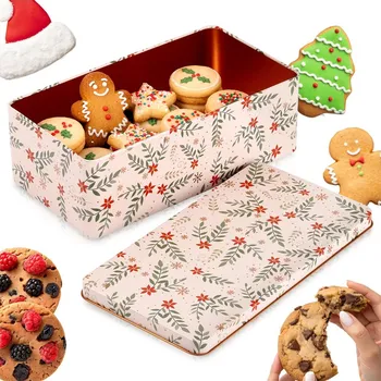 Dóza na potraviny Vilde Plechová dóza na cukroví 21,5 x 12 x 7 cm vánoční motiv