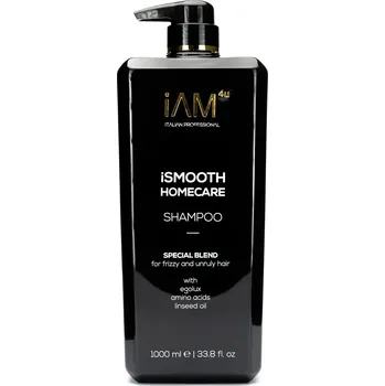 Šampon iAM4u iSMOOTH Homecare Shampoo 250 ml / 1000 ml – profesionální šampon pro hladké, vyživené a uhlazené vlasy ML: 1000 ml Vyhlazující a hydratační šampon proti krepatění