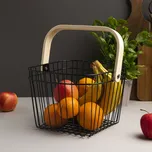 Kovový drátěný koš na ovoce s dřevěnou rukojetí FLORINA 25 cm