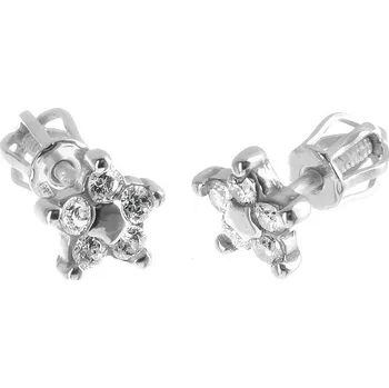 Náušnice Argento 66504 Stříbrné náušnice - hvězdička, čiré kulaté zirkony