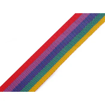 Popruh polypropylenový šíře 30 mm tloušťka 1 mm, střední, 90 multikolor