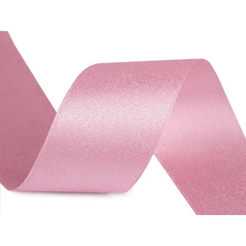 Stuha Atlasová stuha oboustranná s lurexovým leskem šíře 40 mm, střední, 7 růžová sv.