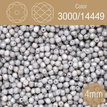 Šperk Korálky BROUŠENÉ 4mm. Barva 3000/14449. Neprůhledná šedá . Balení 120Ks.