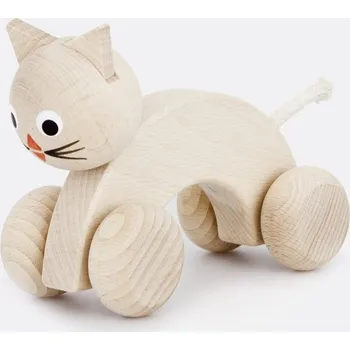 Dřevěná hračka Kočka na kolečkách