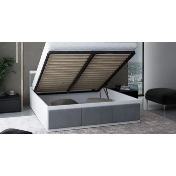 Postel Manželská postel PANAMA T 140x200 se zvedacím kovovým roštem BÍLÁ ŠEDÁ