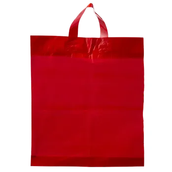 Taška nákupní červená LDPE PAS s uchem červená 400 x 470 mm / 55 my, [1 ks]