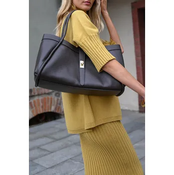 Kabelka HNĚDÁ KOŽENÁ KABELKA SOFT TOTE BAG PECA del SOL