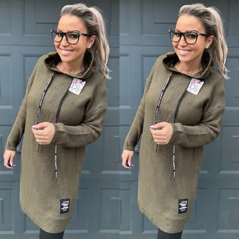 Dámský svetr Prodloužený svetr BOHYS Barva: Khaki