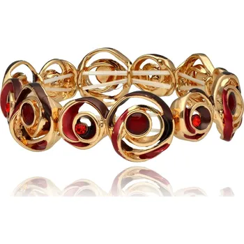 Náramek Umělecký náramek YVON s červenými smaltovanými detaily