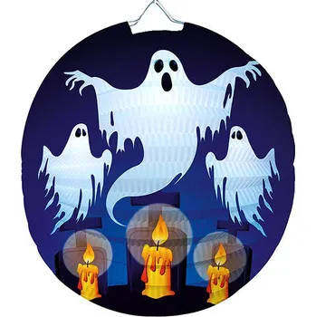 LUMA Lampion kulatý HALLOWEEN duch, 25 cm
