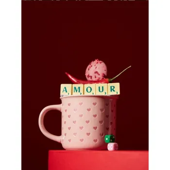 Sinsay - Valentýnský keramický hrnek se srdíčky - růžová - 120HZ-30X - 120HZ-30X-ONE