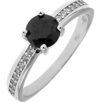Prsten Argento 73062 Stříbrný prsten - černý kulatý zirkon, čiré kulaté zirkony | Velikost prstenu: 57mm