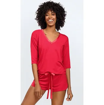 Dámské pyžamo Dámský komplet Dkaren Edith - Výprodej Barva: Červená, Velikost: L