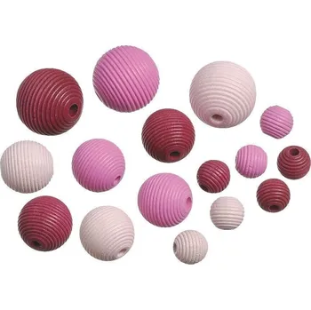 Dětské navlékací korálky Knorr Prandell Mix dřevěných korálků 20 ks-Rose Pink