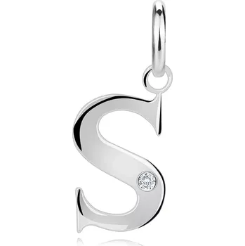 Přívěsek Diamantový přívěsek ze stříbra 925 - velké písmeno S, kulatý briliant