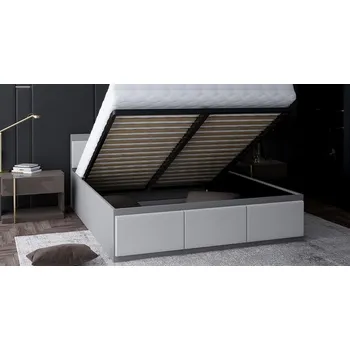 Postel Manželská postel PANAMA T 120x200 se zvedacím kovovým roštem ŠEDÁ BÍLÁ