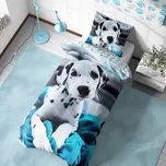 Dětské povlečení PES DALMATIN, modré, bavlna hladká, 140x200cm + 70x90cm