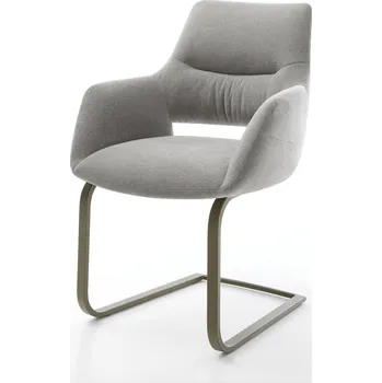 Jídelní židle DELIFE Jídelní židle Yago-Flex s područkami potahová látka Měkký šedá jídelní židle plochá Titanová barva taštičkové pružiny