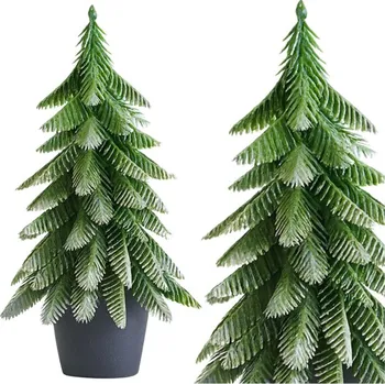 Vánoce Dekorativní umělý vánoční stromek v květináči, stříbrná úprava 22 x 10 cm