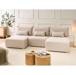 Modulární pohovka ve tvaru U béžová buklé čalounění s funkcí přeměny na lůžko rozkládací úložný prostor minimalistický styl Beliani