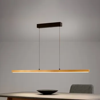 FISCHER & HONSEL Závěsné světlo LED Shine-Wood, délka 141 cm, dub/černá CCT dub, černý LED 35 W celkem - Doprava zdarma