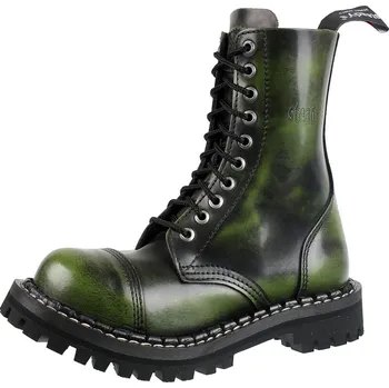 Pánská zimní obuv boty kožené pánské - 10 dírkové - STEADY´S - STE/10_khaki/black - 40