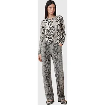 Kožené kalhoty AllSaints SAIGE W012TC šedá 09A, vel. 38