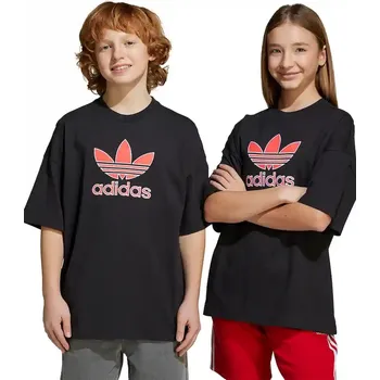 Dětská móda Dětské bavlněné tričko adidas Originals JV7777 černá 99X, vel. 176