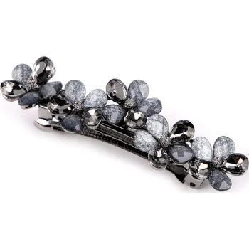 Náramek Francouzská spona do vlasů květ, střední, 3 modrošedá