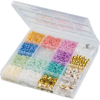 Dětské navlékací korálky crelando® Kreativní sada skleněných korálků (pastelová)