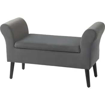 HOMCOM Lavice Čalouněná lavice s úložným prostorem Truhlicová lavice s područkami Výška sedu 46 cm do předsíně Ložnice Sametový polyester 111,5 x 41 x 65 cm Tmavě šedá barva