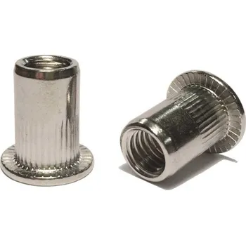 Matice A2-PH-M6 3,0-6,0 fasty nerez nýtovací matice s plochou hlavou- otevřená rýhovaná