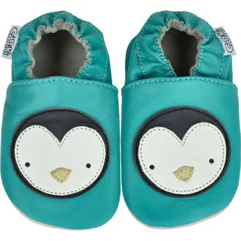 Capáčky CAPIKI Kožené capáčky 12-18 m (21) 14 cm TUČŇÁČEK na tyrkysové