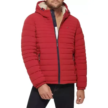Tommy Hilfiger prošívaná zimní pánská bunda Sherpa červená XL