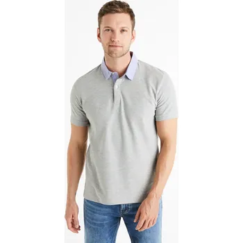 Pánské oblečení Celio Polo tričko pique Depetita 1128189 Šedá S