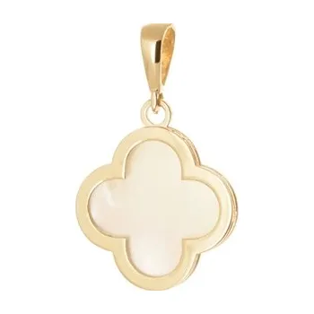 Přívěsek Zlatý přívěšek ze žlutého zlata čtyřlístek s perletí ZZ1500F + dárek zdarma