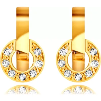 Náušnice Náušnice ze žlutého 14K zlata - malý kulatý proužek, drobné třpytivé zirkony