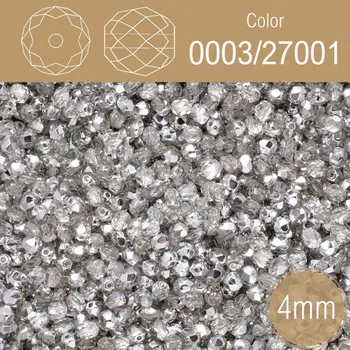 Módní doplněk Korálky BROUŠENÉ 4mm. Barva 0003/27001. Průhledná s pokovem . Balení 120Ks.