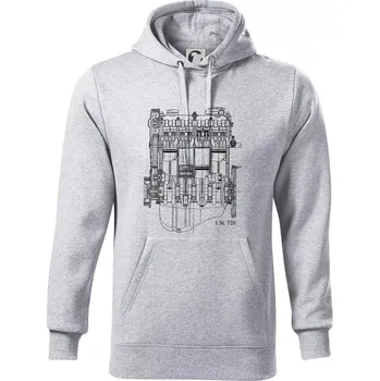 Pánská mikina Motor Škoda/ VW 1.9L TDI ze předu - Mikina pánská Cape s kapucí - 4XL ( Světlešedý Melír )