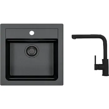 Granitový dřez Alveus - Set dřezu Atrox 20 a baterie Zeos-P, deep black SETA25638