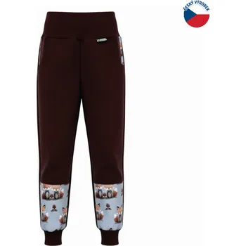 Chlapecké kalhoty ZÁHOŘÍ Rudel ZÁHOŘÍ Dětské softshellové kalhoty - hnědé s liškami Velikost: 116