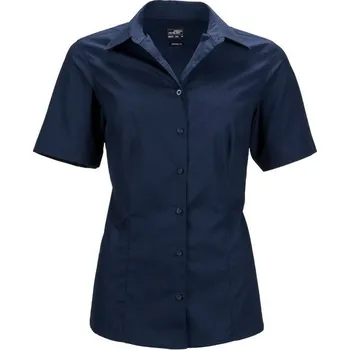 Dámská košile James & Nicholson (Daiber) Dámská košile s krátkým rukávem JN643 - Tmavě modrá | 3XL