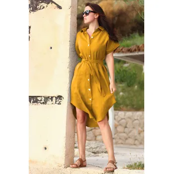 Dámské šaty Lotika Propínací 100% lněné šaty Lotika 916197