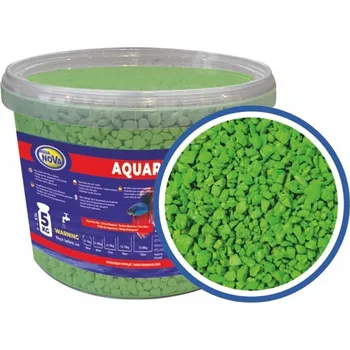 Dekorace jezírka AQUA NOVA Akvarijní štěrk fluo zelený 5kg/3l