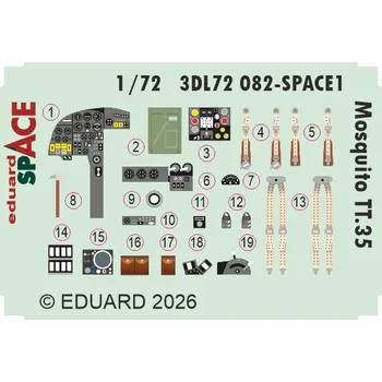Plastikový model Eduard 1/72 Mosquito TT.35 SPACE (AIRFIX)