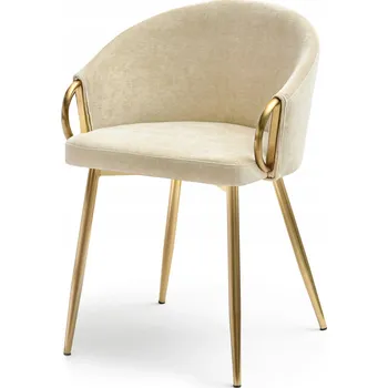 Jídelní židle s ozdobnými područkami Carma K krémová/zlatá