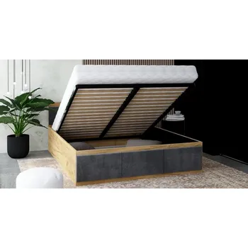 Postel Manželská postel PANAMA T 120x200 se zvedacím kovovým roštem DUB ŠEDÁ