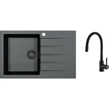 Granitový dřez Alveus - Set dřezu Cadit 20 a baterie Mintas, deep black SETA25624