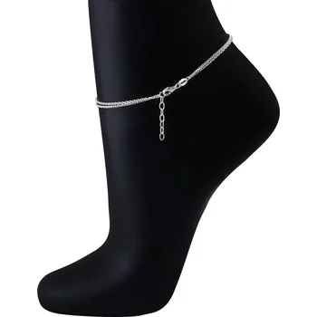 Náramek Náramek na kotník z 925 stříbra - dvojitý řetízek, modrý zirkon v objímce, topasové korálky